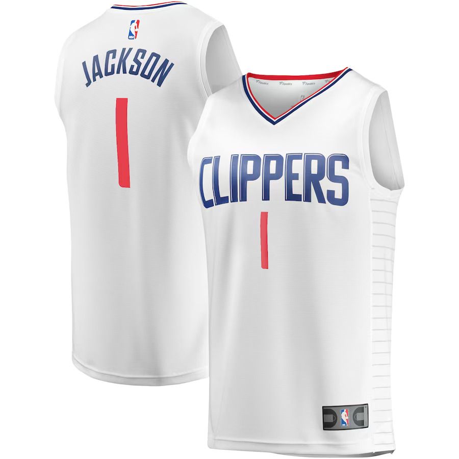 Men Los Angeles Clippers #1 Reggie Jackson Fanatics Branded White Fast Break Player NBA Jersey